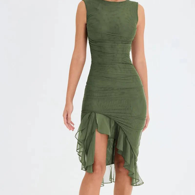 RUFFLE MIDI DRESS™ - CHIC AND CHARISMATIC