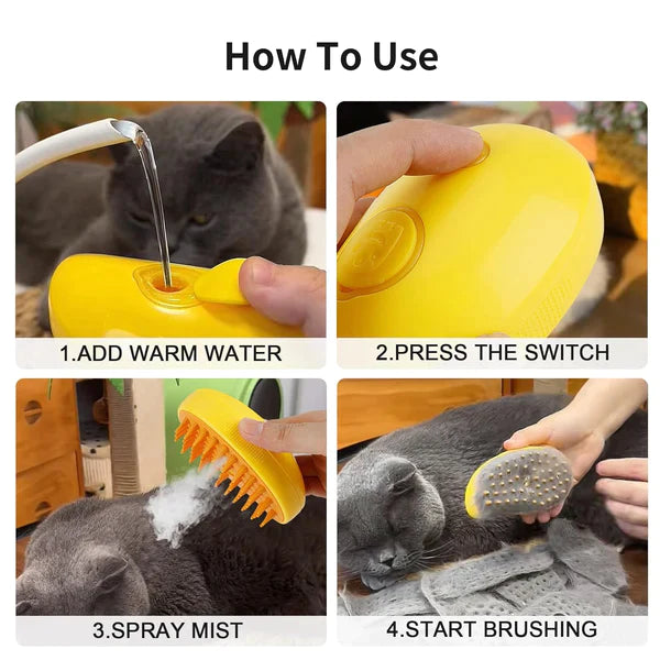 Steam Pet Brush™ - Healthy Skin, Hair Care & Pet Comfort