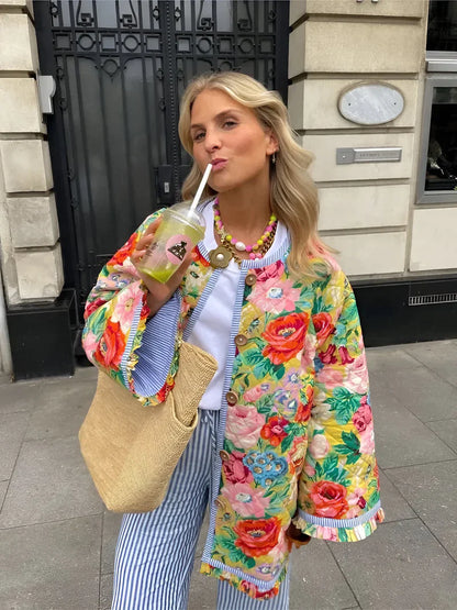 Flower Print Jacket™ - Unique Blend of Fashion & Practicality